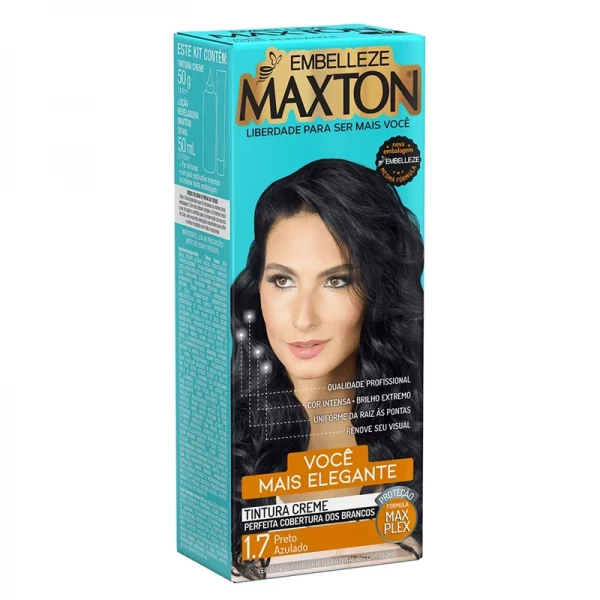 TINTA MAXTON - COR PRETO AZULADO 1.7 - EMBELLEZE - 50 ml
