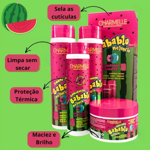KIT CAPILAR BABABLU - MELANCIA - CHARMELLE - 4 ITENS