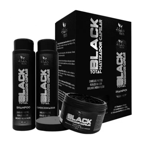 KIT CAPILAR CHARMELLE - TOTAL BLACK - 3 ITENS