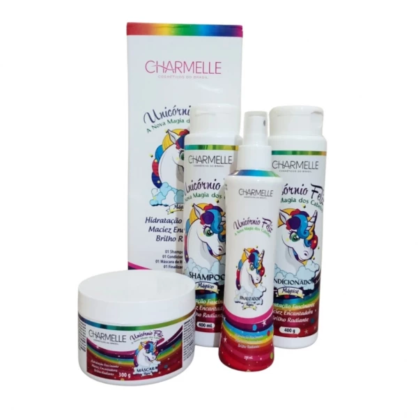 KIT CAPILAR UNICÓRNIO FELIZ - CHARMELLE - 4 ITENS