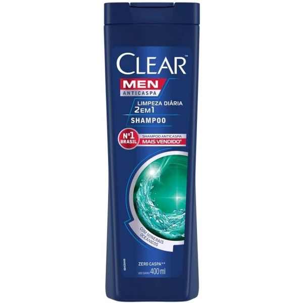 SHAMPOO - CLEAR MEN ANTICASPA - LIMPEZA DIÁRIA 2 EM 1 - 200ML