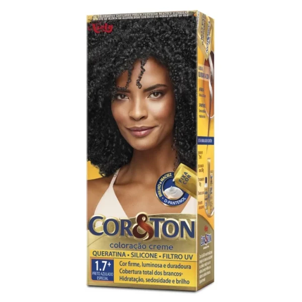 COR&TON - TINTA PARA CABELO - 1.7 PRETO AZULADO ESPECIAL NIELY - 50G