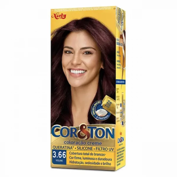 COR&TON - TINTA PARA CABELO - 3.66 VIOLINE - NIELY - 50G