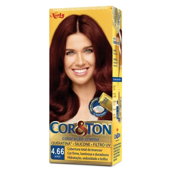 COR&TON - TINTA PARA CABELO - 4.66 BORDÔ - NIELY - 50G