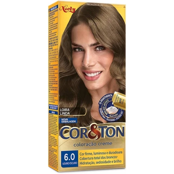 COR&TON - TINTA PARA CABELO - 6.0 LOURO ESCURO - NIELY - 50G