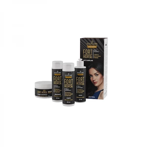 KIT CAPILAR ECOFLORA - FORT HORSE PREMIUM - 4 ITENS