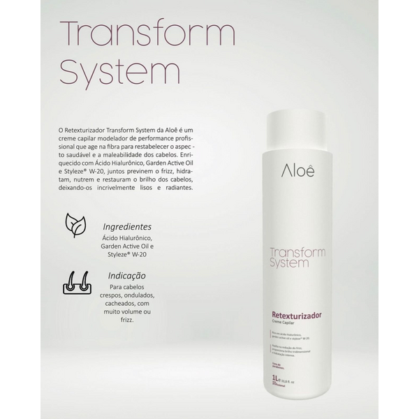 CREME CAPILAR - TRANSFORM SYSTEM - RETEXTURIZADOR ÁCIDO HIALURÔNICO - 1L