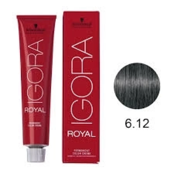 IGORA ROYAL - TINTA PARA CABELO - 6.12 - LOURO ESCURO CENDRÉ FUMÉ - SCHWARZKOPF PROFESSIONAL - 60G