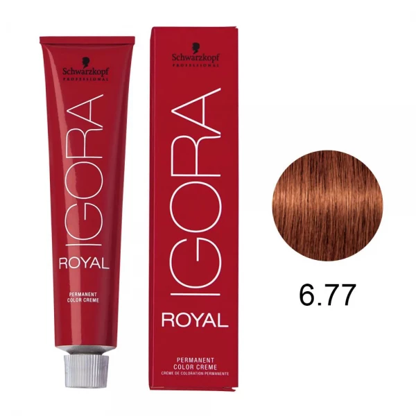 IGORA ROYAL - TINTA PARA CABELO - 6.77 - LOURO ESCURO COBRE EXTRA - SCHWARZKOPF PROFESSIONAL - 60G