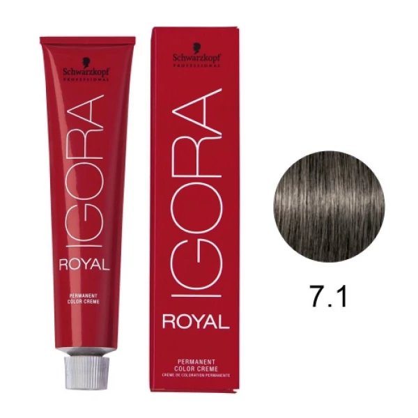 IGORA ROYAL - TINTA PARA CABELO - 7.1 - LOURO MÉDIO CENDRÉ - SCHWARZKOPF PROFESSIONAL - 60G