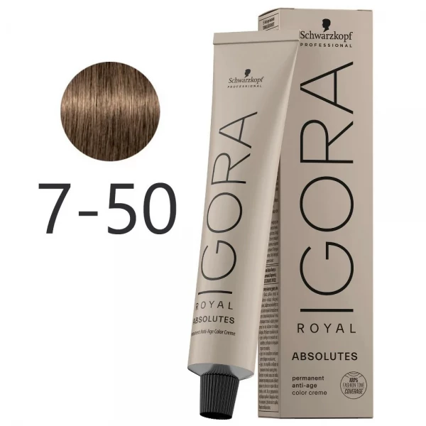 IGORA ROYAL ABSOLUTES - TINTA PARA CABELO - 7.50 - LOURO MÉDIO DOURADO NATURAL  - SCHWARZKOPF PROFESSIONAL - 60G