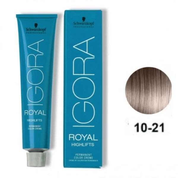 IGORA ROYAL HIGHLIFTS - TINTA PARA CABELO - 10.21 - LOURO ULTRA CLARO FUMÉ CINZA - SCHWARZKOPF PROFESSIONAL - 60G