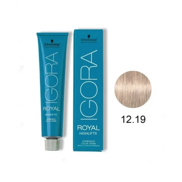 IGORA ROYAL HIGHLIFTS - TINTA PARA CABELO - 12.19 - SUPER ACLARANTE CINZA VIOLETA  - SCHWARZKOPF PROFESSIONAL - 60G