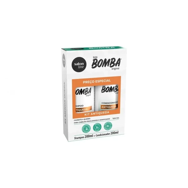 KIT SHAMPOO E CONDICIONADOR SOS BOMBA - ANTIQUEDA - 200 ML CADA
