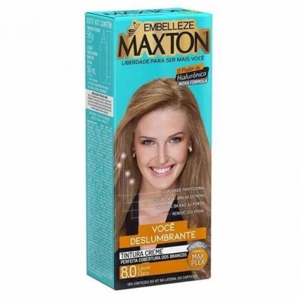 TINTA MAXTON - COR LOURO CLARO 8.0 - EMBELLEZE - 50 ml
