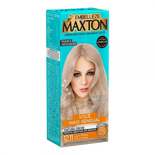 TINTA MAXTON - COR LOURO PLATINA CINZA INTENSO 12.11 - EMBELLEZE - 50 ml