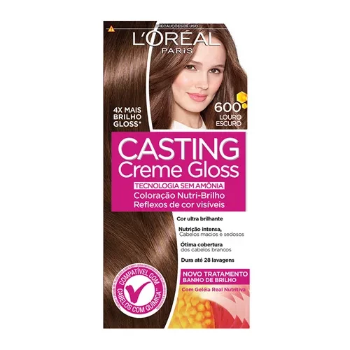LORÉAL PARIS - TINTA PARA CABELO  - COR 600.  LOURO ESCURO - CASTING CREME GLOSS - SEM AMÔNIA  - 40ml