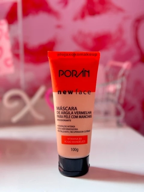 MÁSCARA FACIAL - ARGILA VERMELHA - PELE COM MANCHAS - NEWFACE - PORAN - 100 G