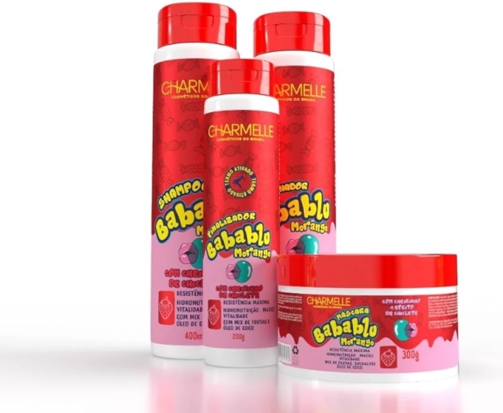 KIT CAPILAR BABABLU - MORANGO - CHARMELLE - 4 ITENS