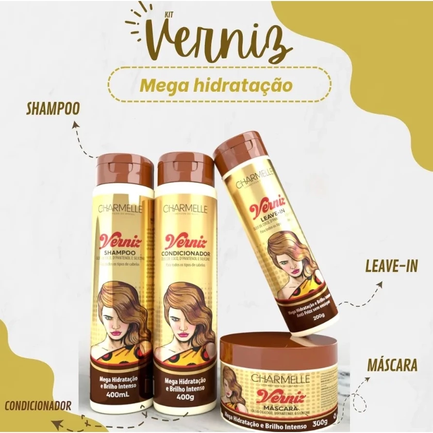 KIT CAPILAR CHARMELLE - VERNIZ - 4 ITENS