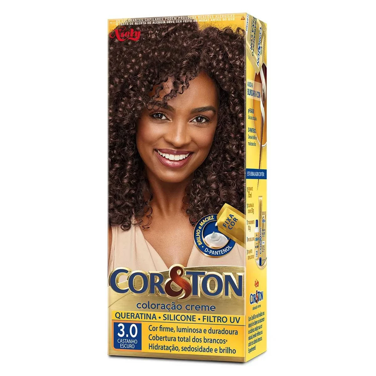 COR&TON - TINTA PARA CABELO - 3.0 CASTANHO ESCURO - NIELY - 50G