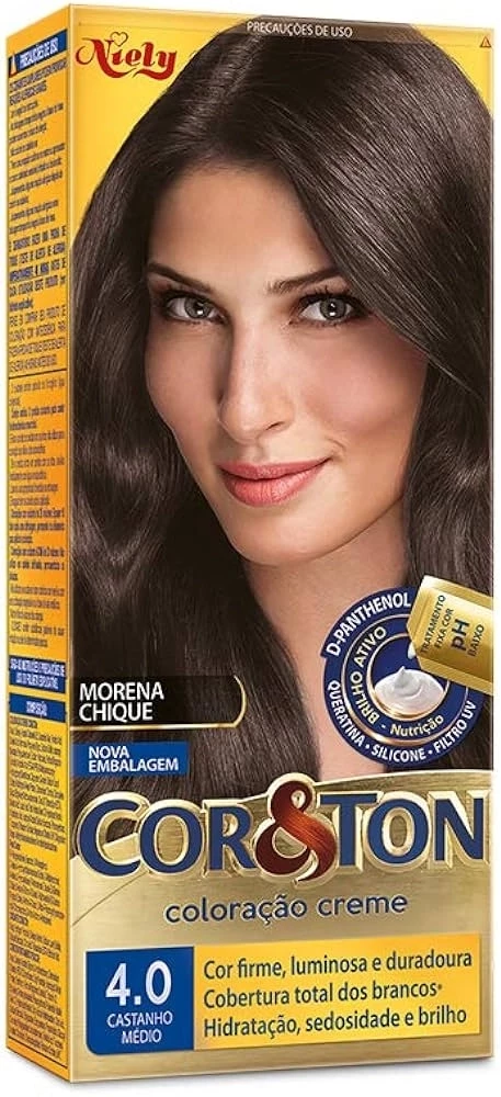 COR&TON - TINTA PARA CABELO - 4.0 CASTANHO MÉDIO - NIELY - 50G