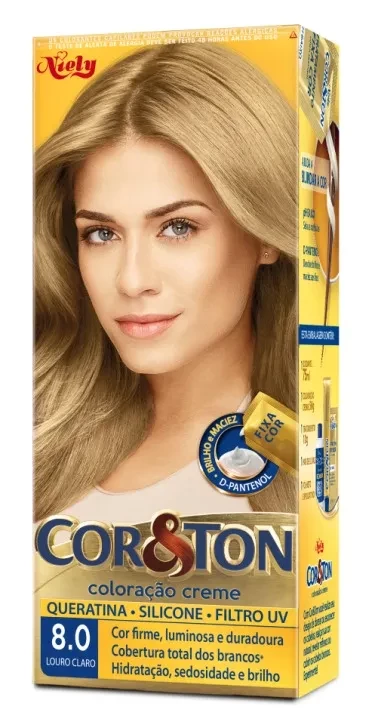 COR&TON - TINTA PARA CABELO - 8.0 LOURO CLARO - NIELY - 50G