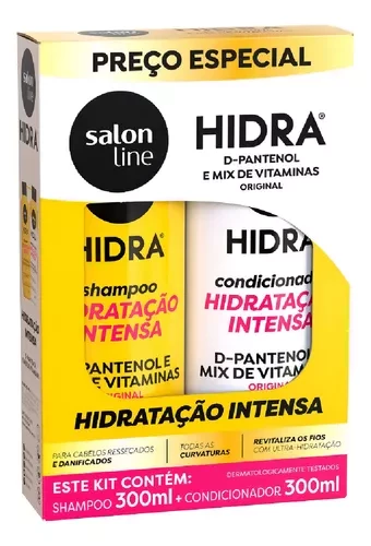KIT SHAMPOO E CONDICIONADOR - HIDRA D-PANTENOL E MIX DE VITAMINAS - SALON LINE 300 ML CADA