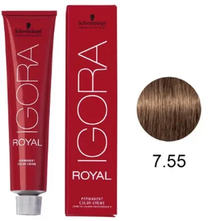 IGORA ROYAL - TINTA PARA CABELO - 7.55 - LOURO MÉDIO DOURADO EXTRA - SCHWARZKOPF PROFESSIONAL - 60G