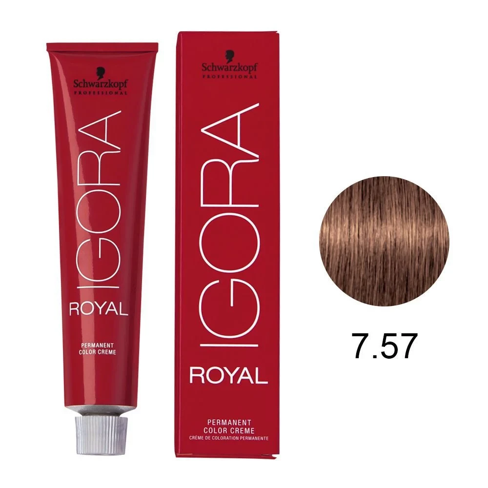 IGORA ROYAL - TINTA PARA CABELO - 7.57 - LOURO MÉDIO DOURADO COBRE - SCHWARZKOPF PROFESSIONAL - 60G