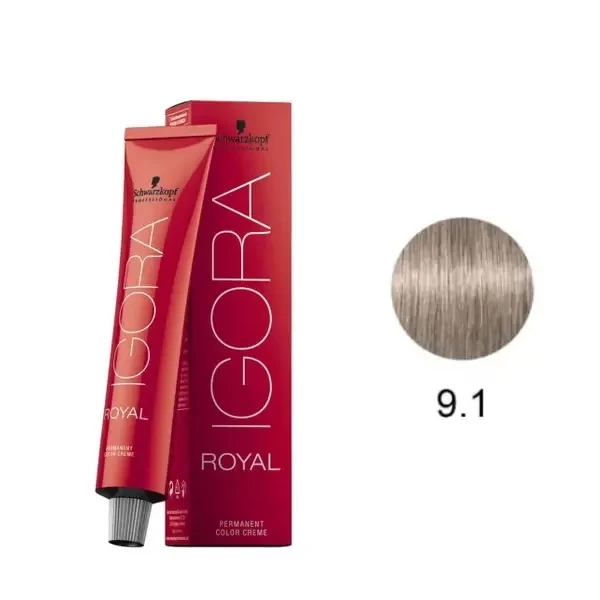 IGORA ROYAL - TINTA PARA CABELO - 9.1 - LOURO EXTRA CLARO CENDRÉ - SCHWARZKOPF PROFESSIONAL - 60G