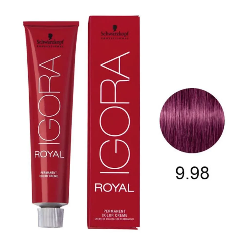 IGORA ROYAL - TINTA PARA CABELO - 9.98 - LOURO EXTRA CLARO VIOLETA VERMELHO - SCHWARZKOPF PROFESSIONAL - 60G