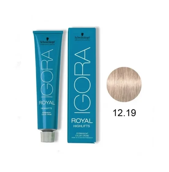 IGORA ROYAL HIGHLIFTS - TINTA PARA CABELO - 12.19 - SUPER ACLARANTE CINZA VIOLETA  - SCHWARZKOPF PROFESSIONAL - 60G