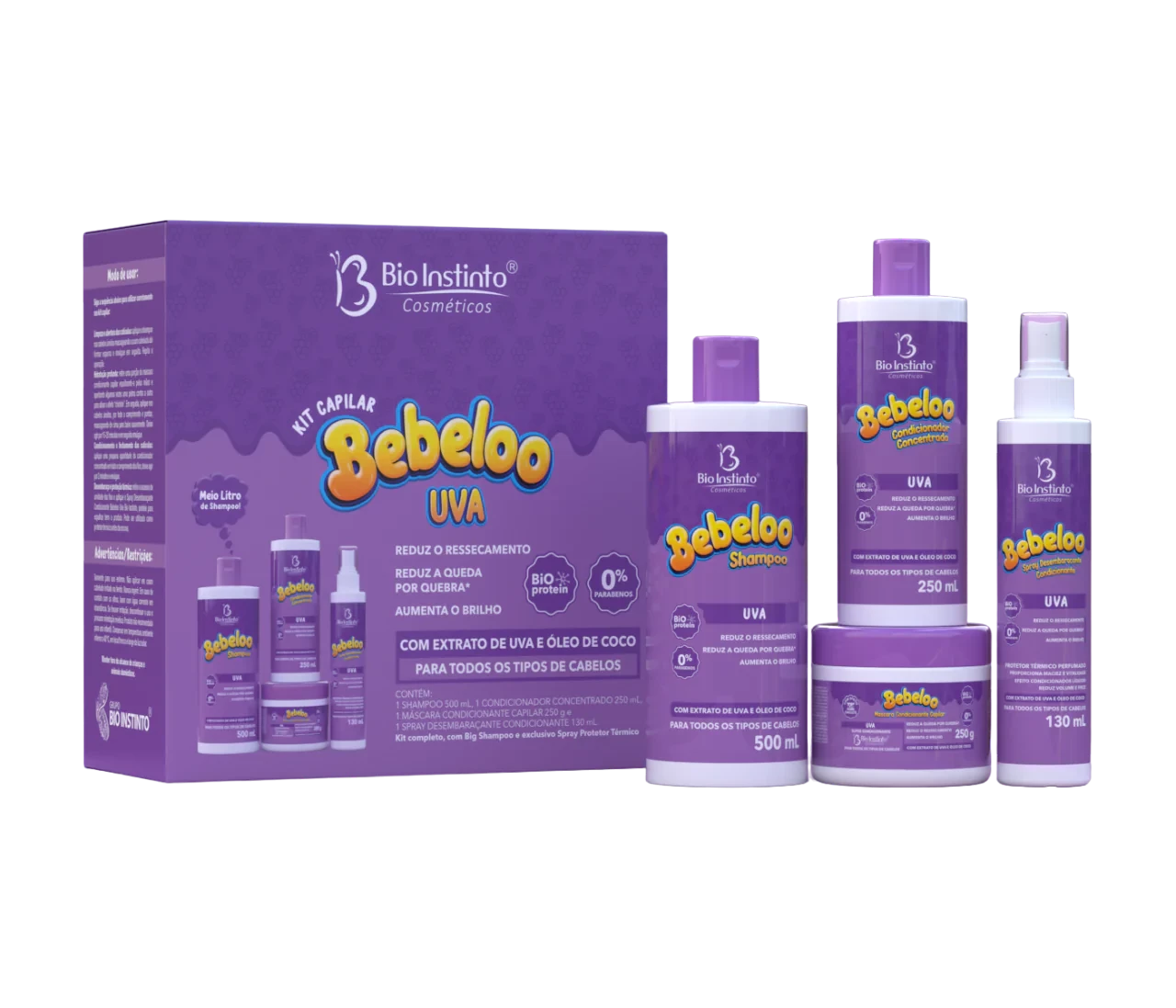 KIT CAPILAR BEBELOO - UVA - BIO INSTINTO - 4 ITENS