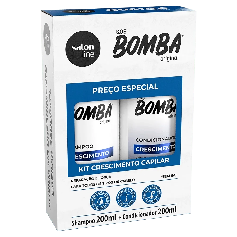 KIT SHAMPOO E CONDICIONADOR SOS BOMBA - CRESCIMENTO CAPILAR - 200 ML CADA