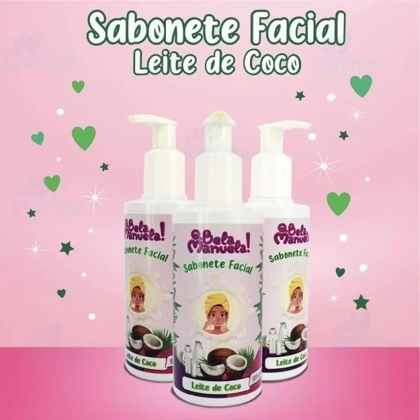 SABONETE FACIAL - LEITE DE COCO - QUE BELA MANUELA - 200 ML