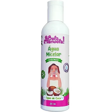 ÁGUA MICELAR - ÁGUA DE COCO - QUE BELA MANUELA - EFEITO MATTE - 210 ML