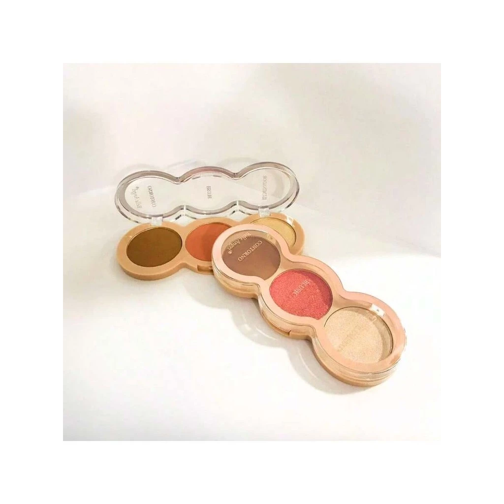 PALETA TRIO - CORTORNO - ILUMINADOR - BLUSH - BELLE ANGEL